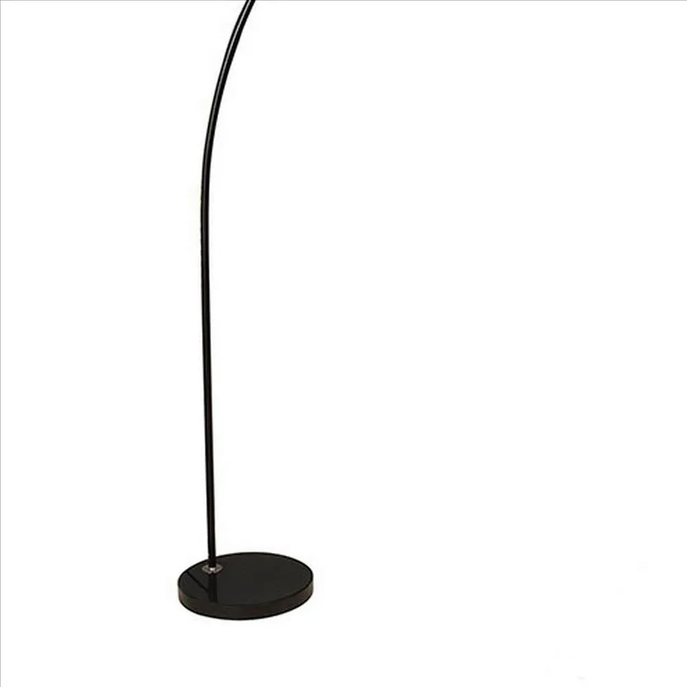 Floor Lamp with Arched Extendable Neck and Marble Base, Black By Casagear Home