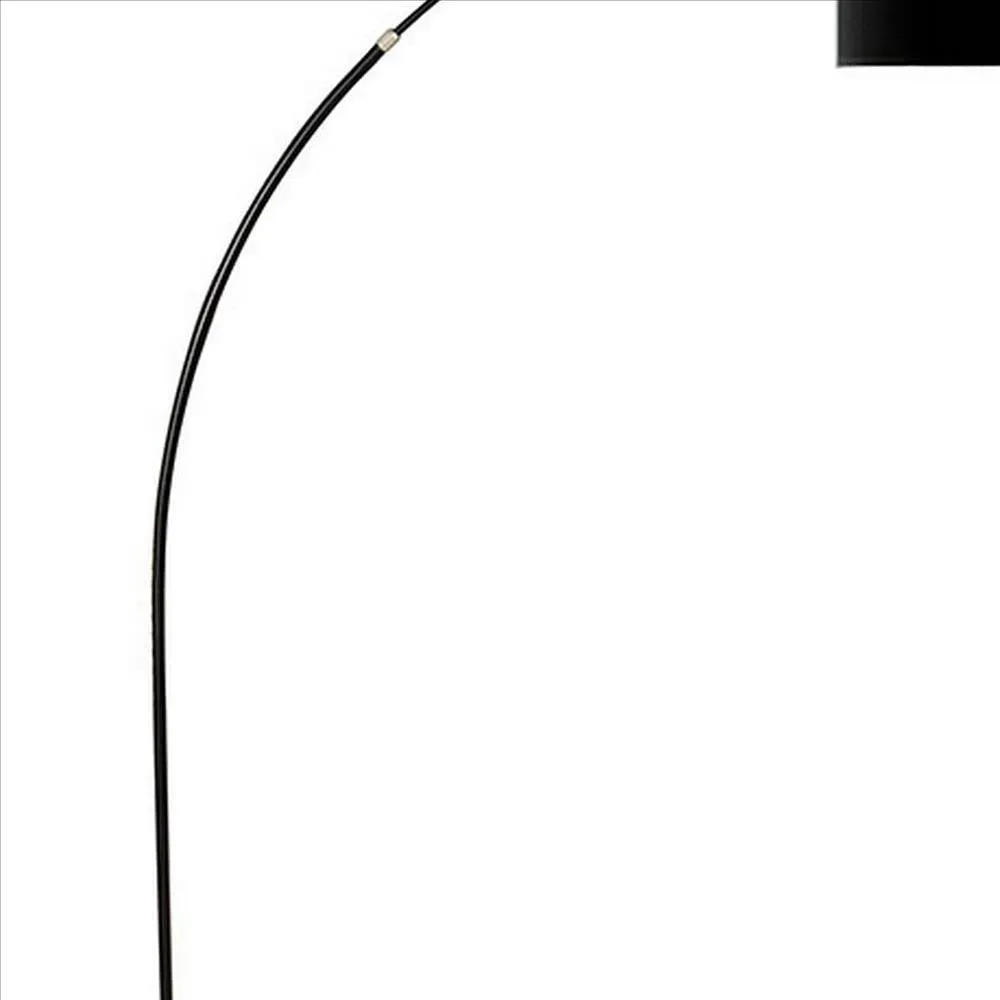 Floor Lamp with Arched Extendable Neck and Marble Base, Black By Casagear Home