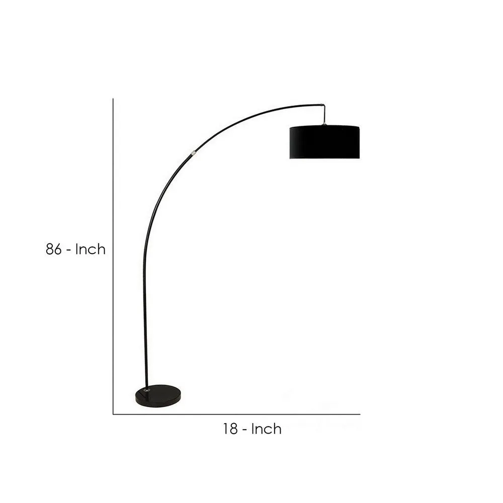 Floor Lamp with Arched Extendable Neck and Marble Base, Black By Casagear Home