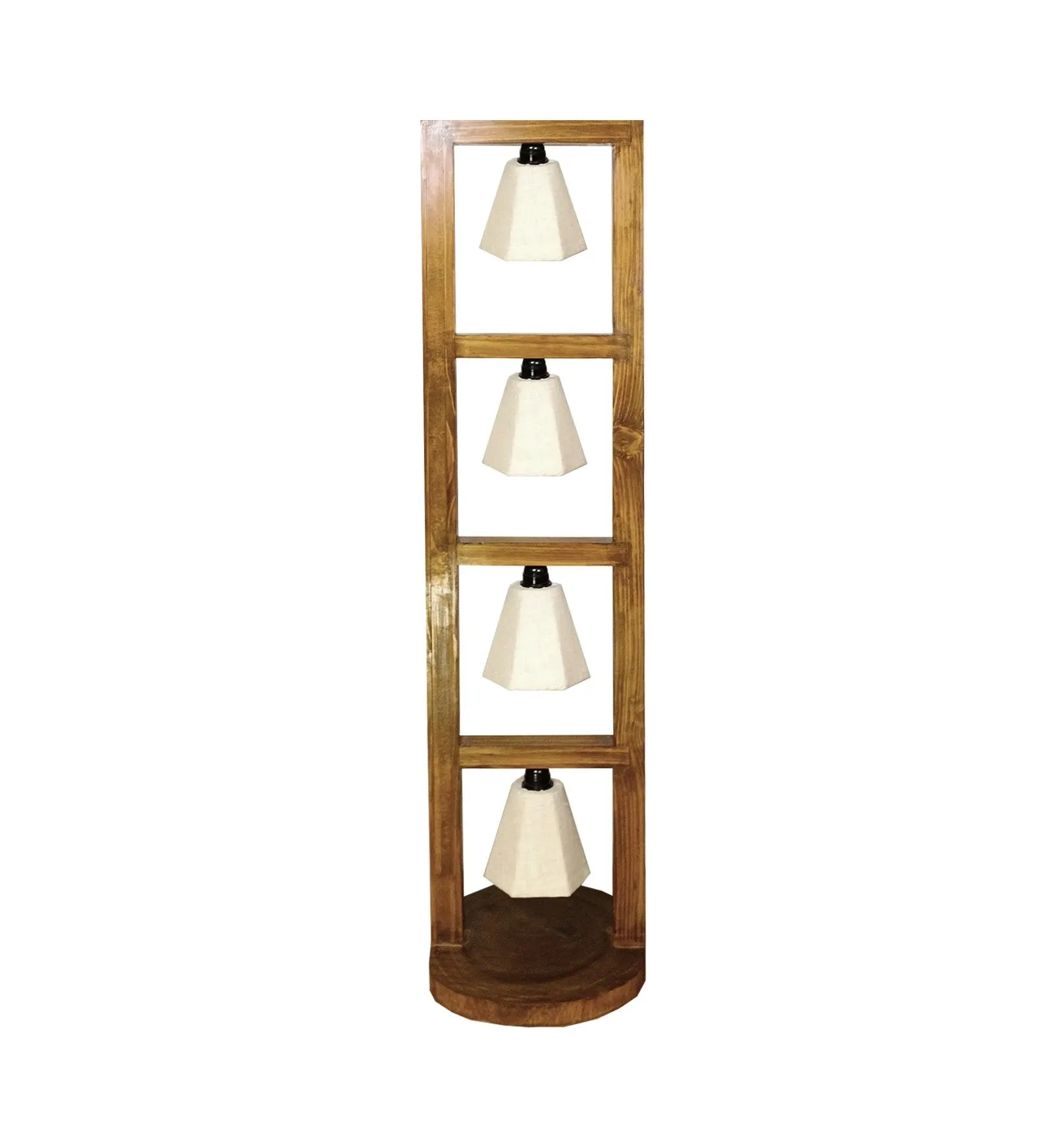 Florent Wooden Floor Lamp with Brown Base and Jute Fabric Lampshade