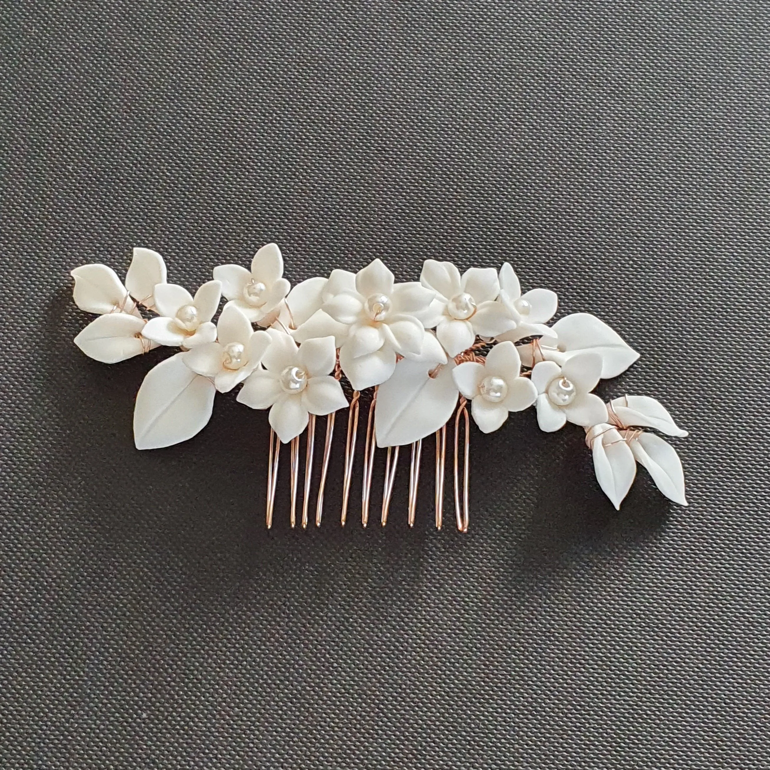 Flower Hair Comb for Brides-Snow Drops