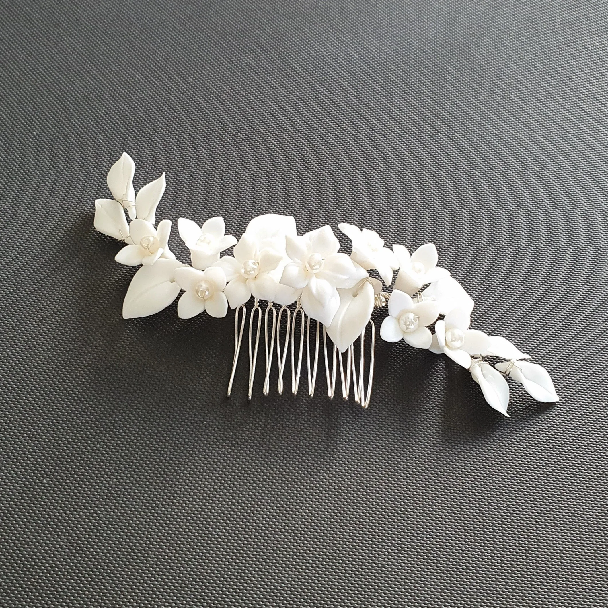 Flower Hair Comb for Brides-Snow Drops