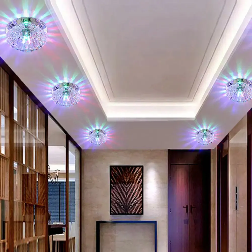 Flower-Shaped LED Flush Ceiling Light with Clear Crystal Finish - Simple & Elegant Fixture