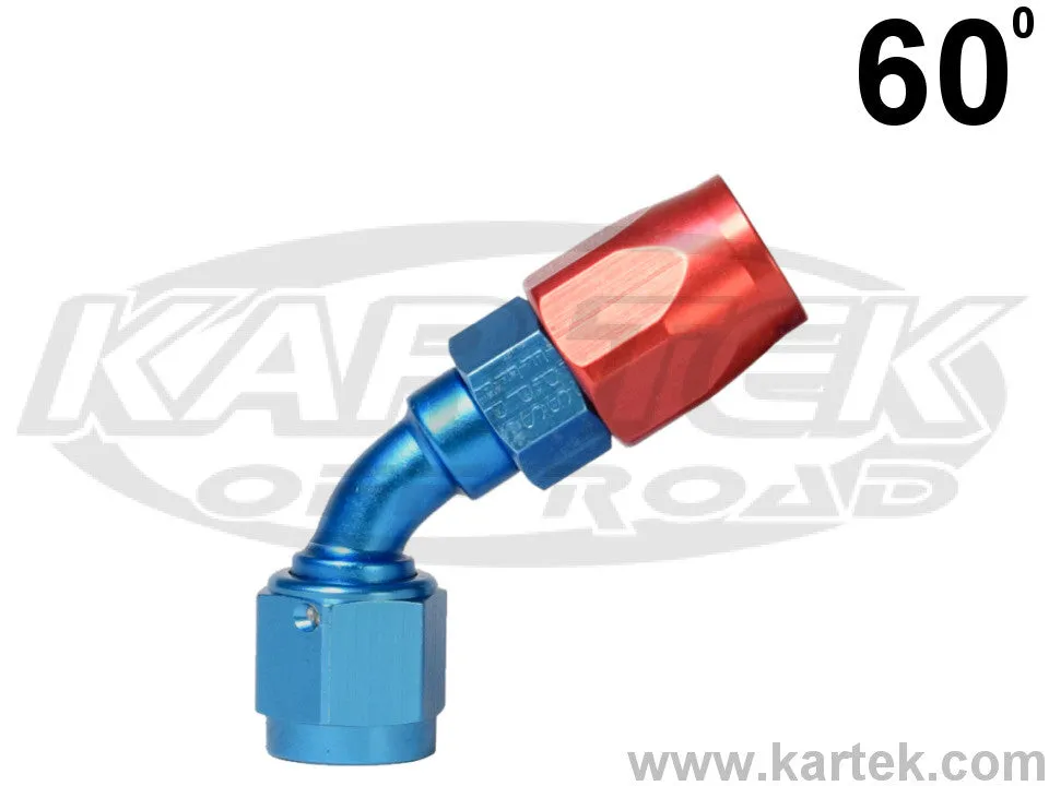 Fragola AN -8 Red And Blue Anodized Aluminum Series 3000 Cutter Style 60 Degree Bent Tube Hose Ends