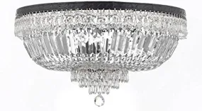 French Empire Crystal Semi Flush Basket Chandelier Chandeliers Lighting With Dark Antique Finish H21" XW30" - F93-B8/FLUSH/CB/870/14