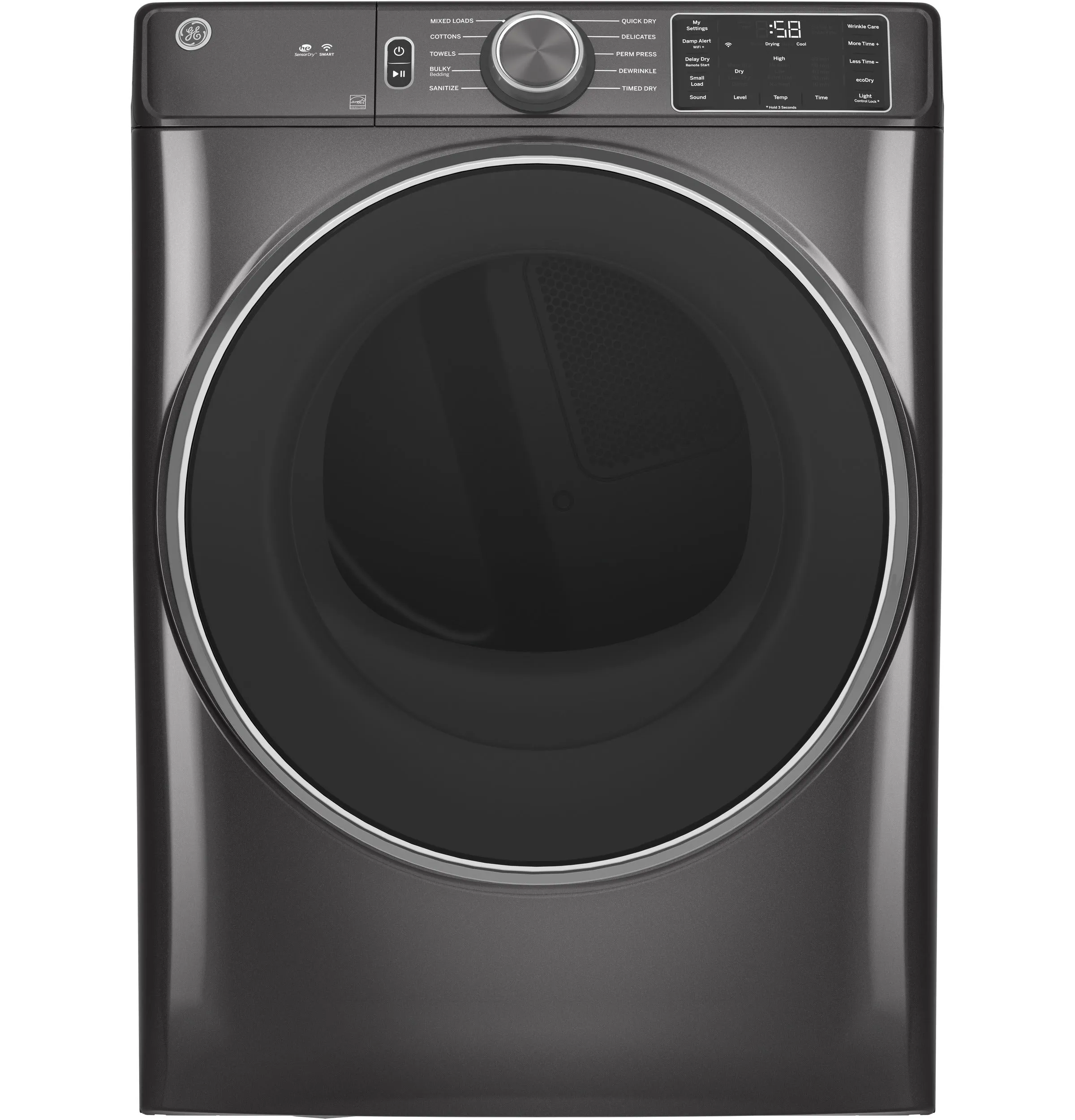 GE® 7.8 cu. ft. Capacity Gas Dryer with Built-In Wifi Diamond Grey - GFD55GSPNDG