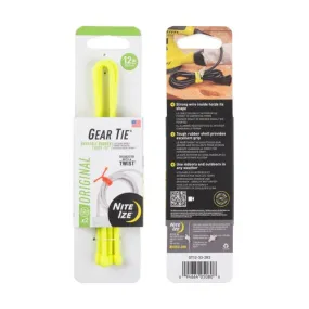 Gear Tie Reusable Rubber Twist Tie 2 Pk - Neon Yellow 12 In