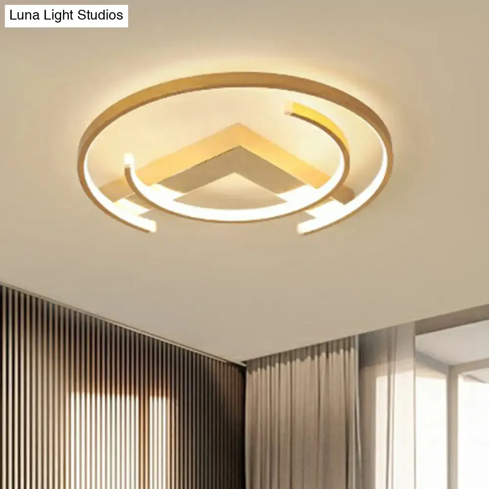 Gold LED Ceiling Flush Light with V and C Shaped Flush Mount Design and Acrylic Shade