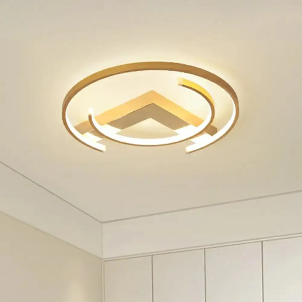 Gold LED Ceiling Flush Light with V and C Shaped Flush Mount Design and Acrylic Shade