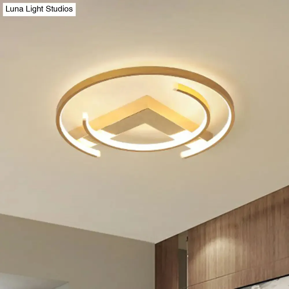 Gold LED Ceiling Flush Light with V and C Shaped Flush Mount Design and Acrylic Shade