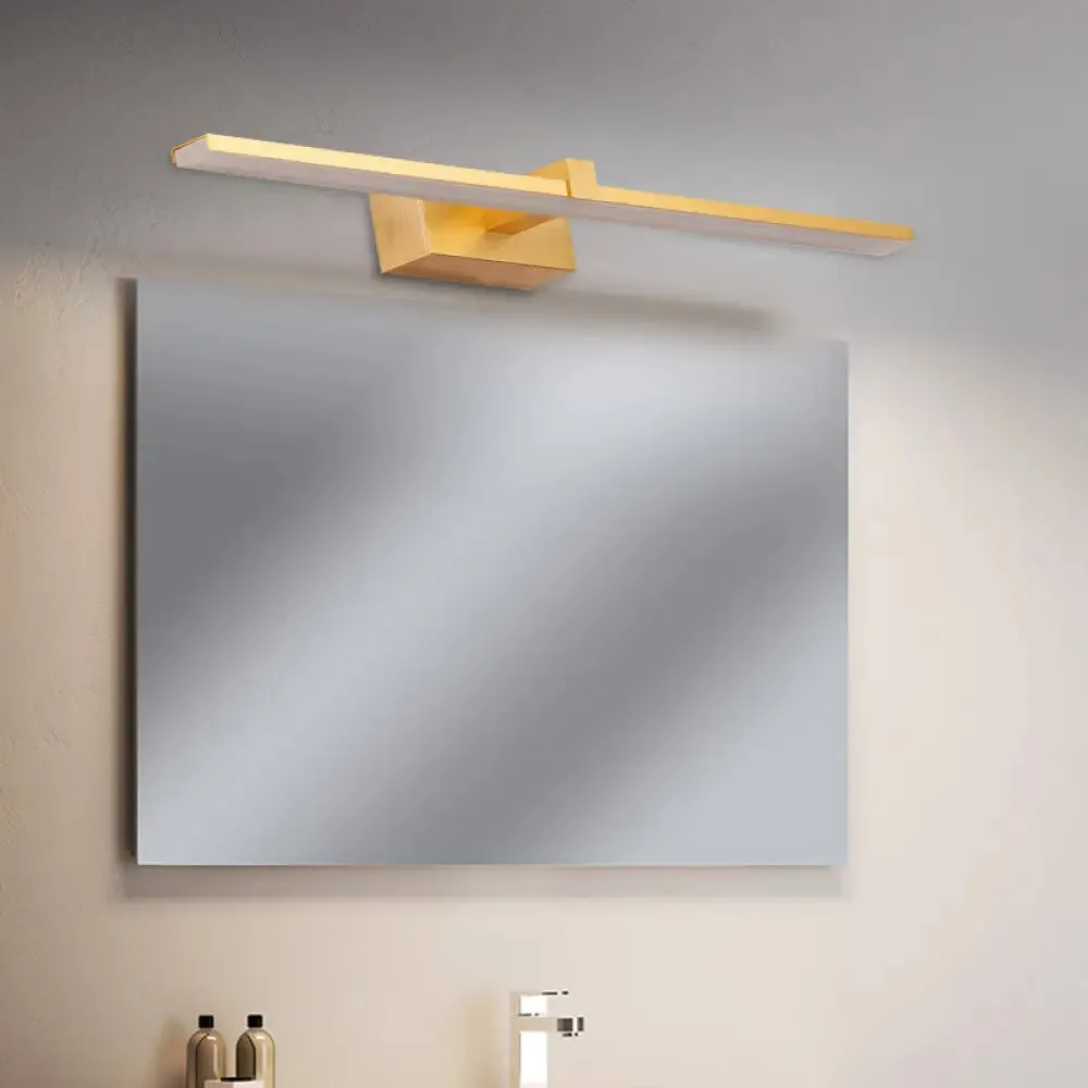 Gold LED Vanity Sconce: Simple Wall Mount Light with Warm/White Light & Metallic Shade