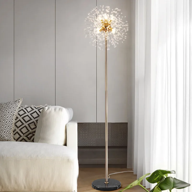 Gold Urchin Floor Lamp: Modern Style, 8-Light Crystal Bead Stand-Up Light