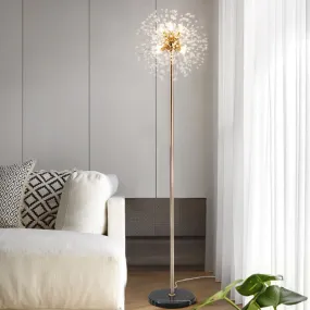 Gold Urchin Floor Lamp: Modern Style, 8-Light Crystal Bead Stand-Up Light