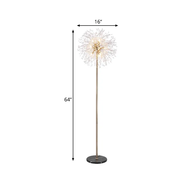 Gold Urchin Floor Lamp: Modern Style, 8-Light Crystal Bead Stand-Up Light