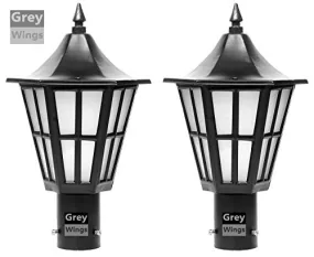 GreyWings Waterproof Outdoor Black Gate/Pillar/Garden Light with LED Bulb (Small, B22) Pack of 2