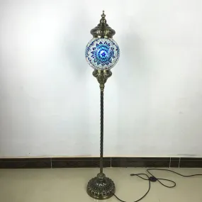 Hand-Crafted Vintage Glass Floor Lamp in Red/Blue/Green – Sphere Stand