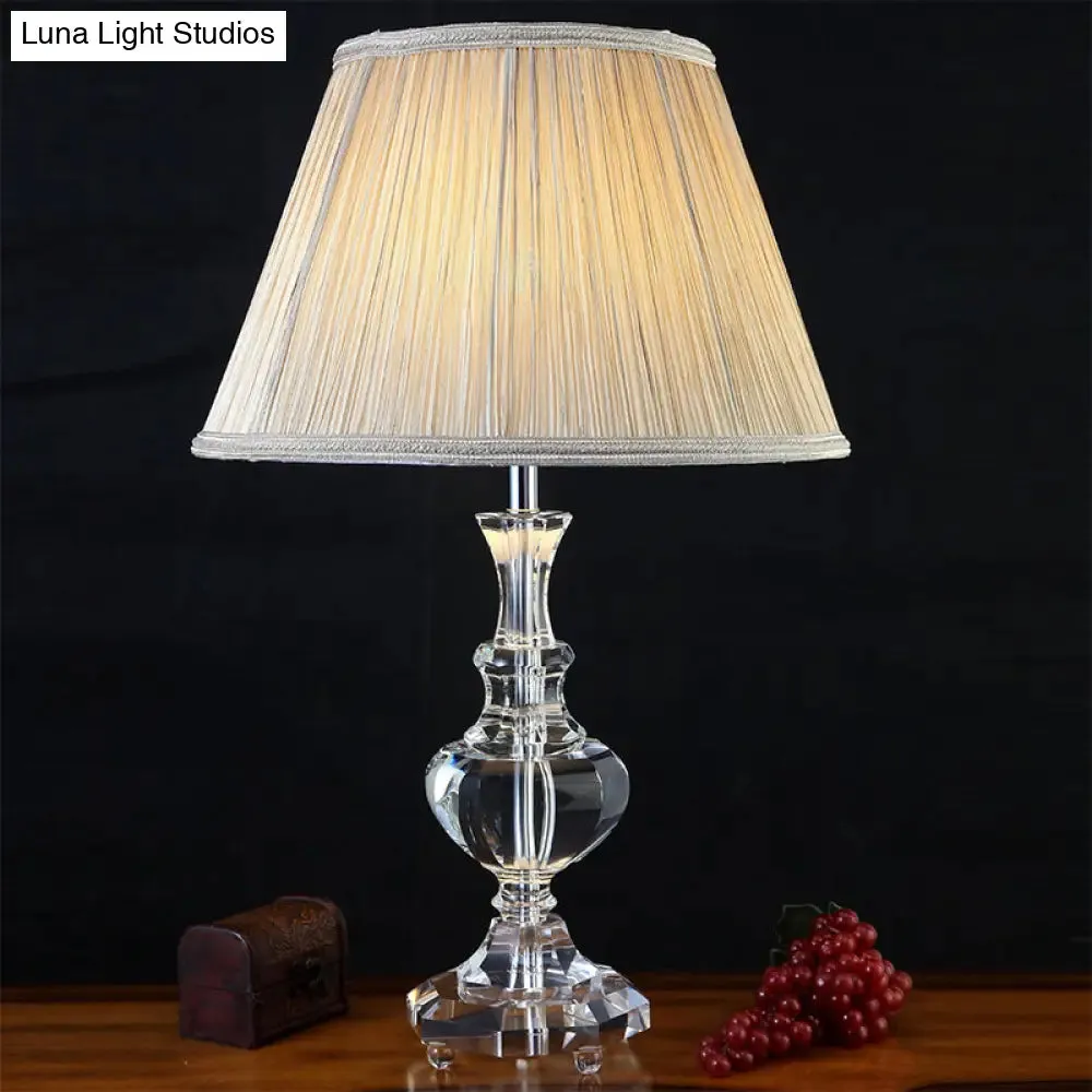 Hand-Cut Crystal Modernism Study Lamp - Urn Shape, 1 Head, Beige