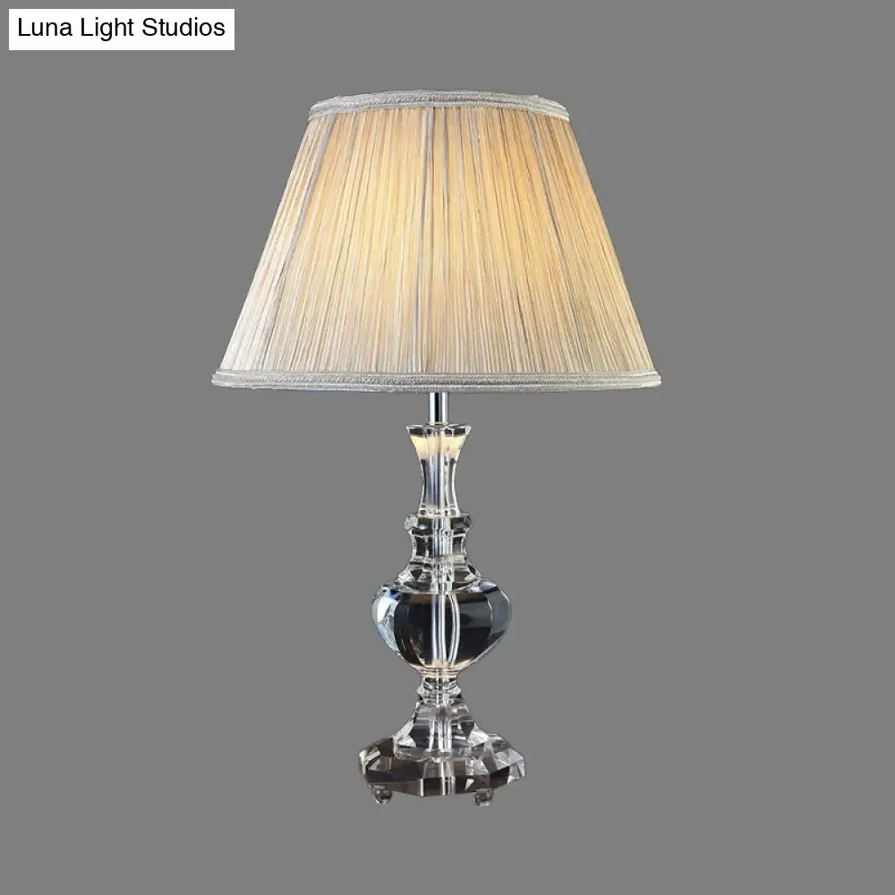 Hand-Cut Crystal Modernism Study Lamp - Urn Shape, 1 Head, Beige