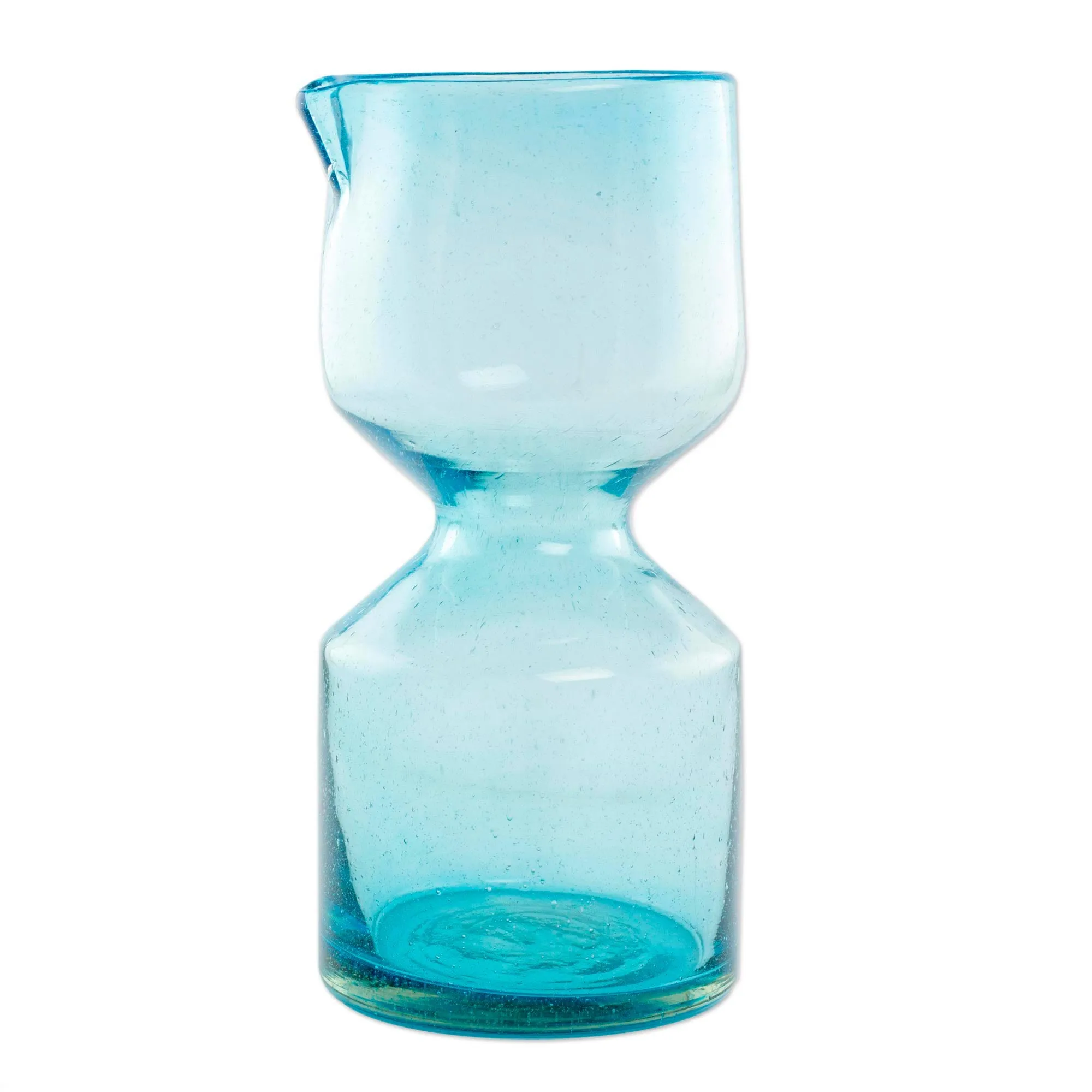 Handblown Recycled Glass Pitcher Set for 2 - Azure Chalice | NOVICA