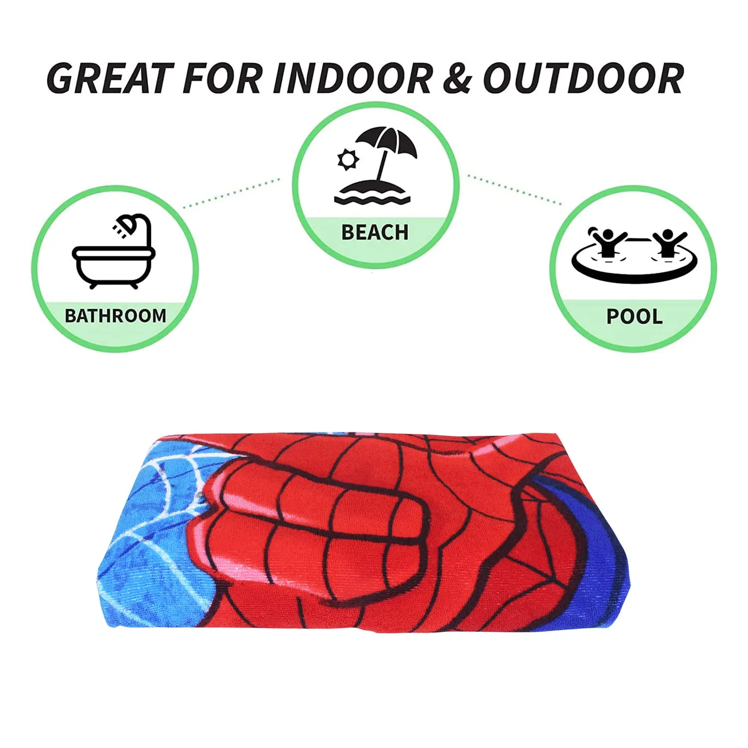 Heart Home Marvel Spiderman Kids Bath Towel|Soft Cotton Towel for Kids|Sides Stitched Baby Towel|400 GSM Toddler Bath Towel|24x48 Inch (Red)