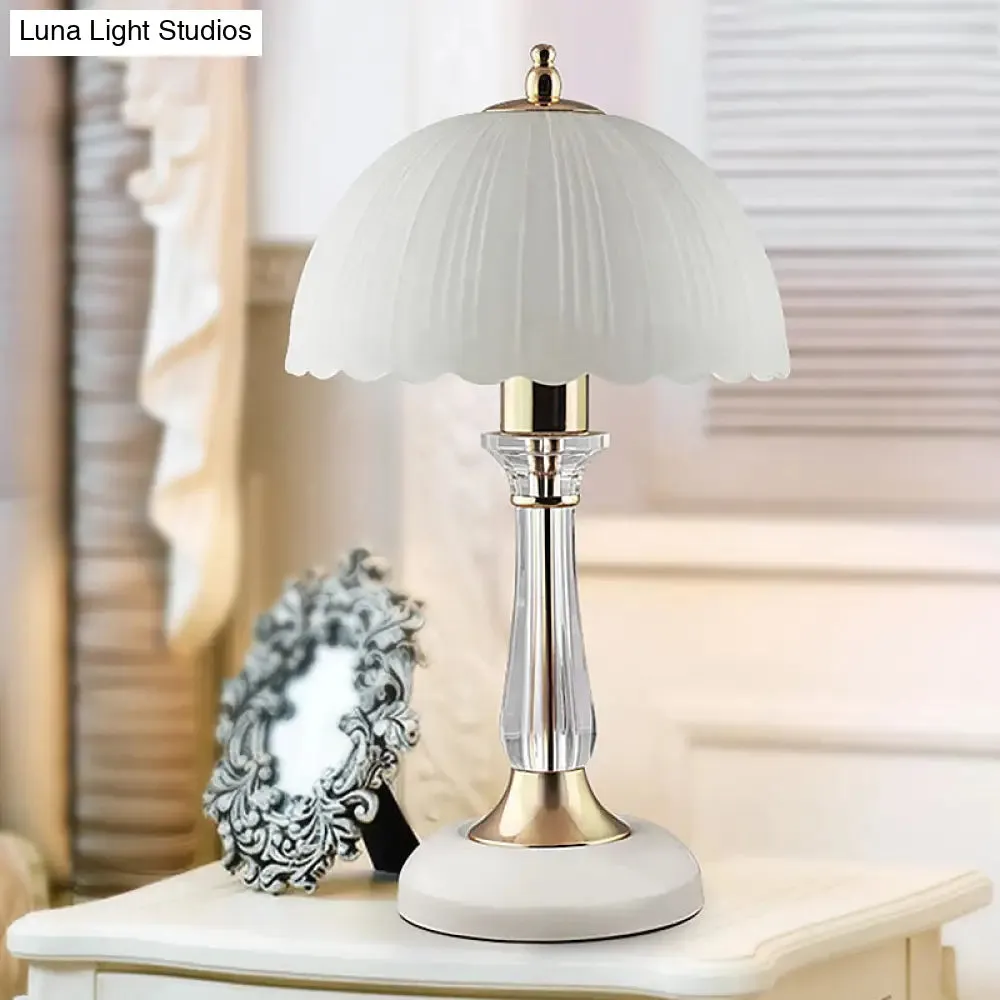 Hemisphere White Glass Task Lamp for Contemporary Living Room Reading - 1 Bulb Task Lighting