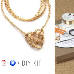 How to wire crochet a celtic heart necklace  - DIY kit