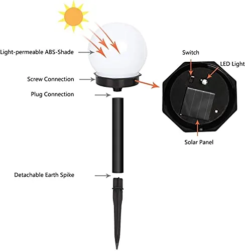 INCX Solar Lights Outdoor, 8 Pack Solar LED Globe Light Waterproof, Garden Lights Solar Powered for Yard Patio Walkway Landscape In-Ground Spike Pathway Cool White