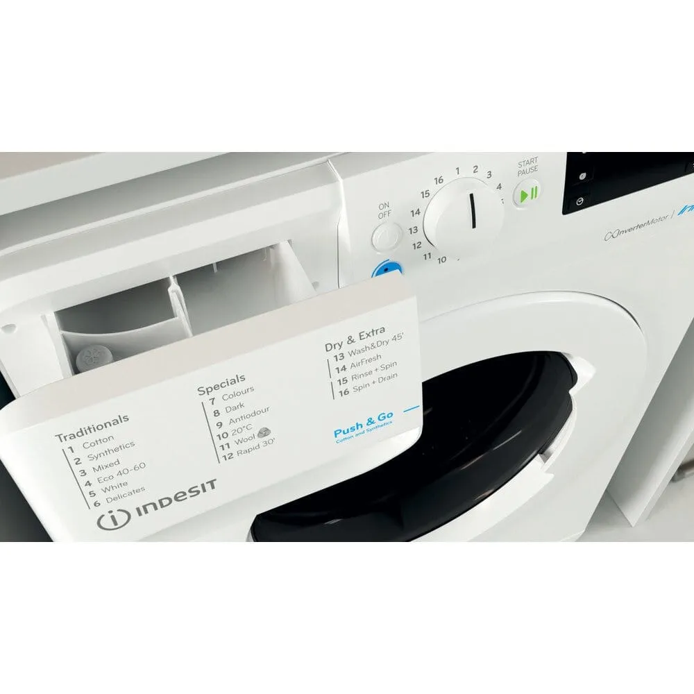 Indesit BDE107625XWUKN 10Kg / 7Kg Washer Dryer With 1600 Rpm, 59.5cm Wide - White