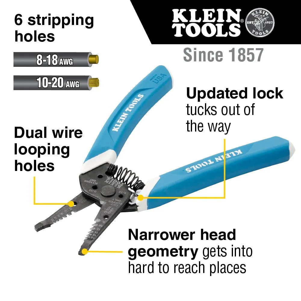 Klein K11095 Klein-Kurve Wire Stripper / Cutter, 8-20 AWG