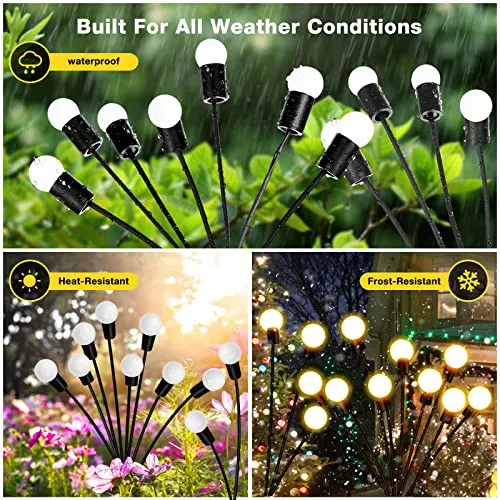 KNHUOS 8LED Solar Garden Lights, Solar Swaying Light, Sway by Wind, Solar Firefly Lights Outdoor Waterproof Landscape Decoration Lights, Yard, Pathway, Parties, Camping, Warm White(8 Pack)