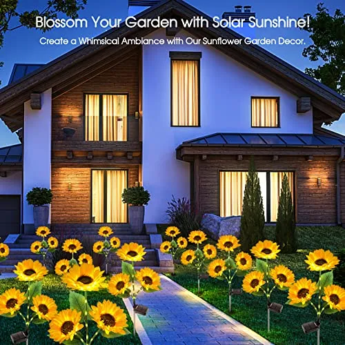 KOOPER Solar Lights Outdoor Garden Decor - Upgraded 3 Pack with 9 Sunflower Lights, Waterproof Solar Outdoor Lights Auto ON/Off Solar Decorative Lights for Garden, Patio, Backyard