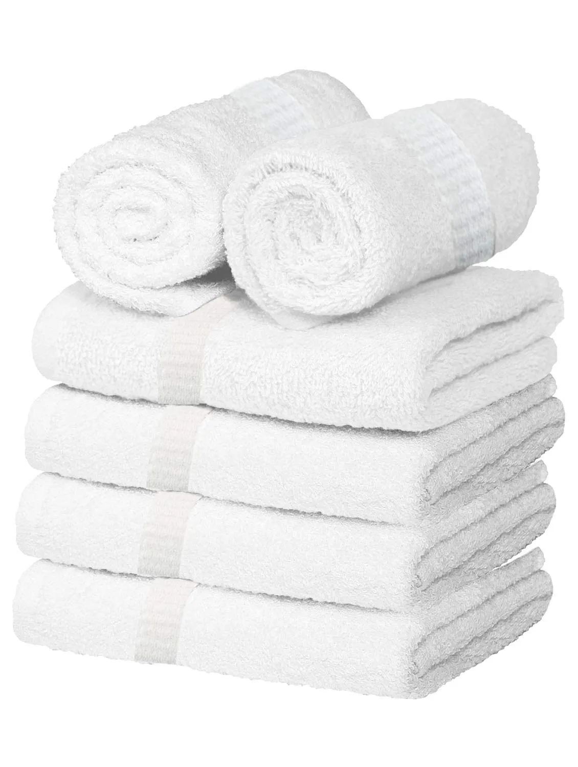 Kuber Industries Cotton 400 GSM 6 Pieces Full Size Bath Towel Set 60x30 (White) -CTKTC8637