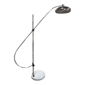 Large and Adjustable Midcentury "Arc" Marble and Chrome Floor Lamp, Italy, 1970s