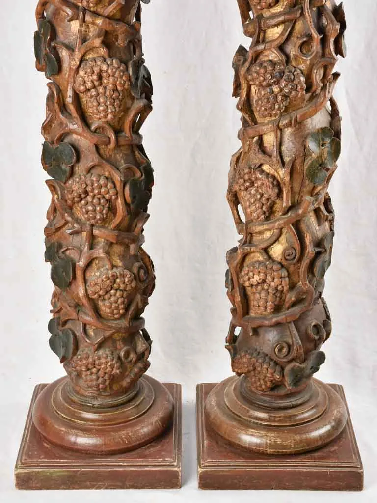 Large Pair of 18th-Century Sculpted altar candlesticks 51½"