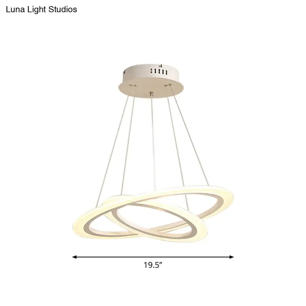 LED 2/3-Tiered Acrylic Chandelier - Modern Coffee Hoop Pendant Light Kit, Small/Large Size