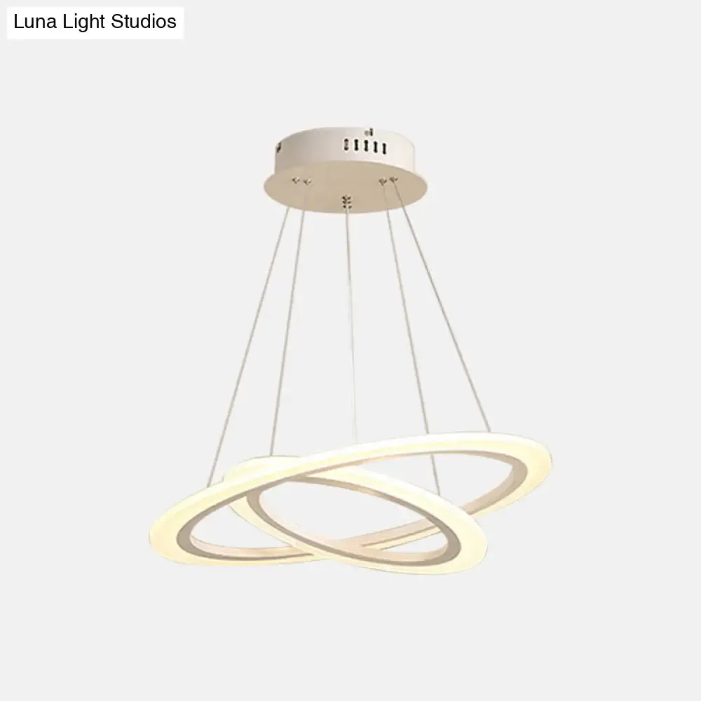 LED 2/3-Tiered Acrylic Chandelier - Modern Coffee Hoop Pendant Light Kit, Small/Large Size