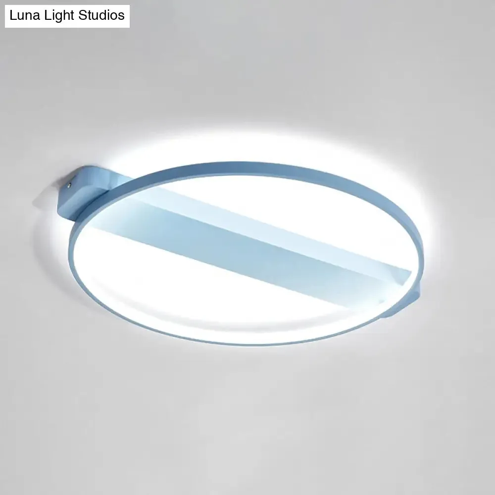 LED Bedroom Ceiling Light - Kid's Modern Semi Flush with Acrylic Ring