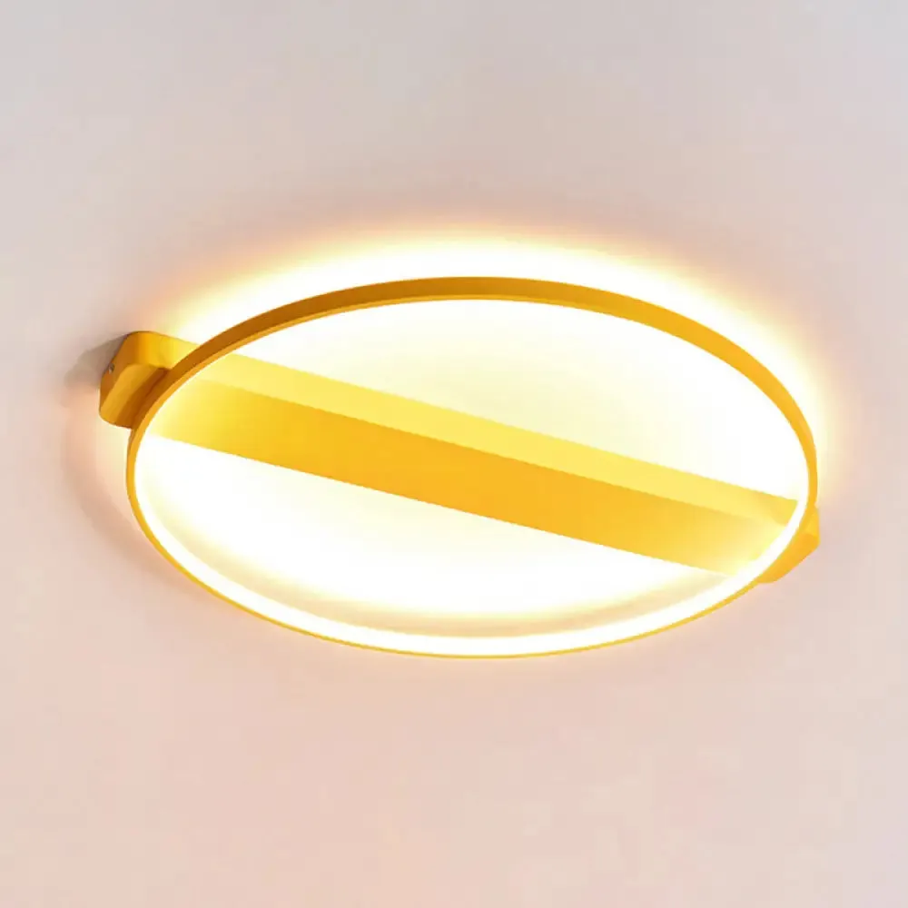 LED Bedroom Ceiling Light - Kid's Modern Semi Flush with Acrylic Ring