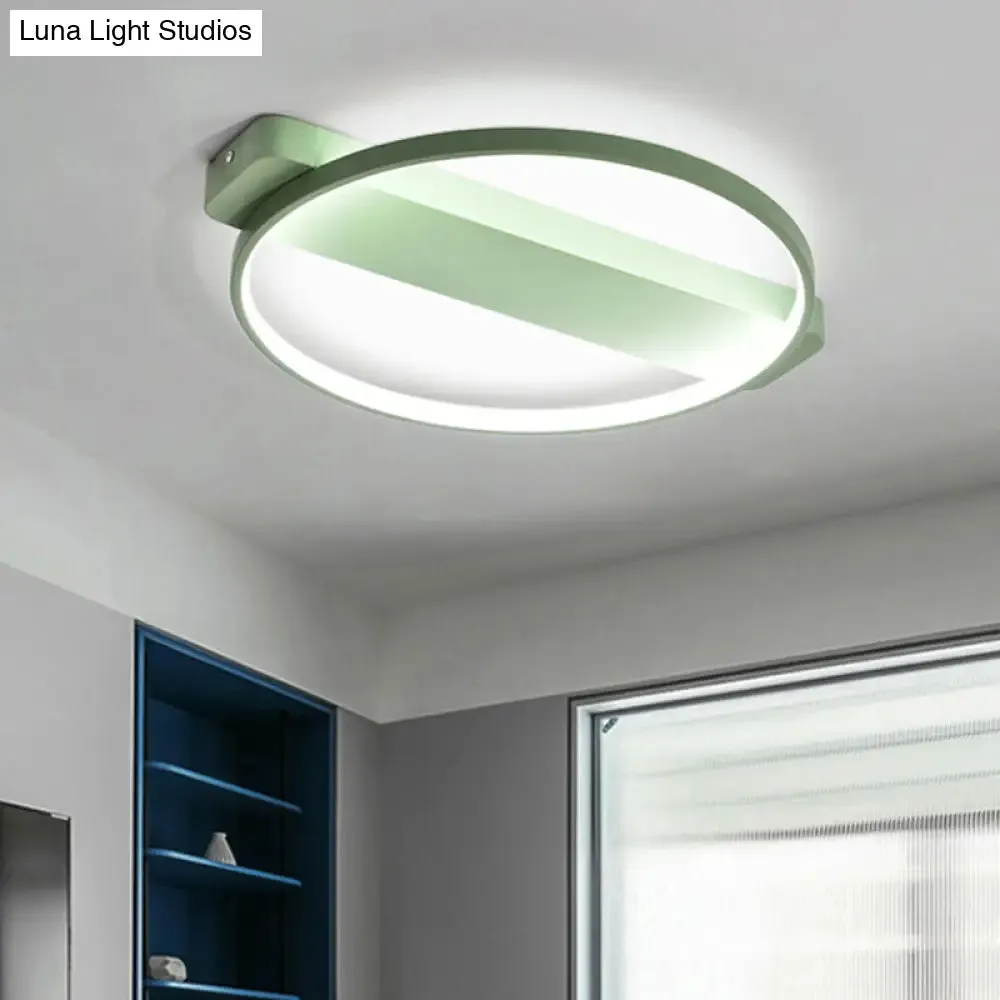 LED Bedroom Ceiling Light - Kid's Modern Semi Flush with Acrylic Ring