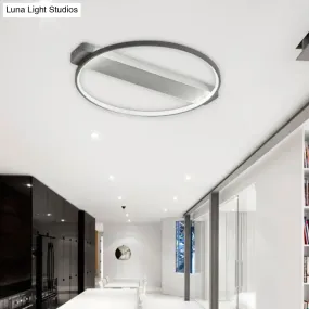 LED Bedroom Ceiling Light - Kid's Modern Semi Flush with Acrylic Ring