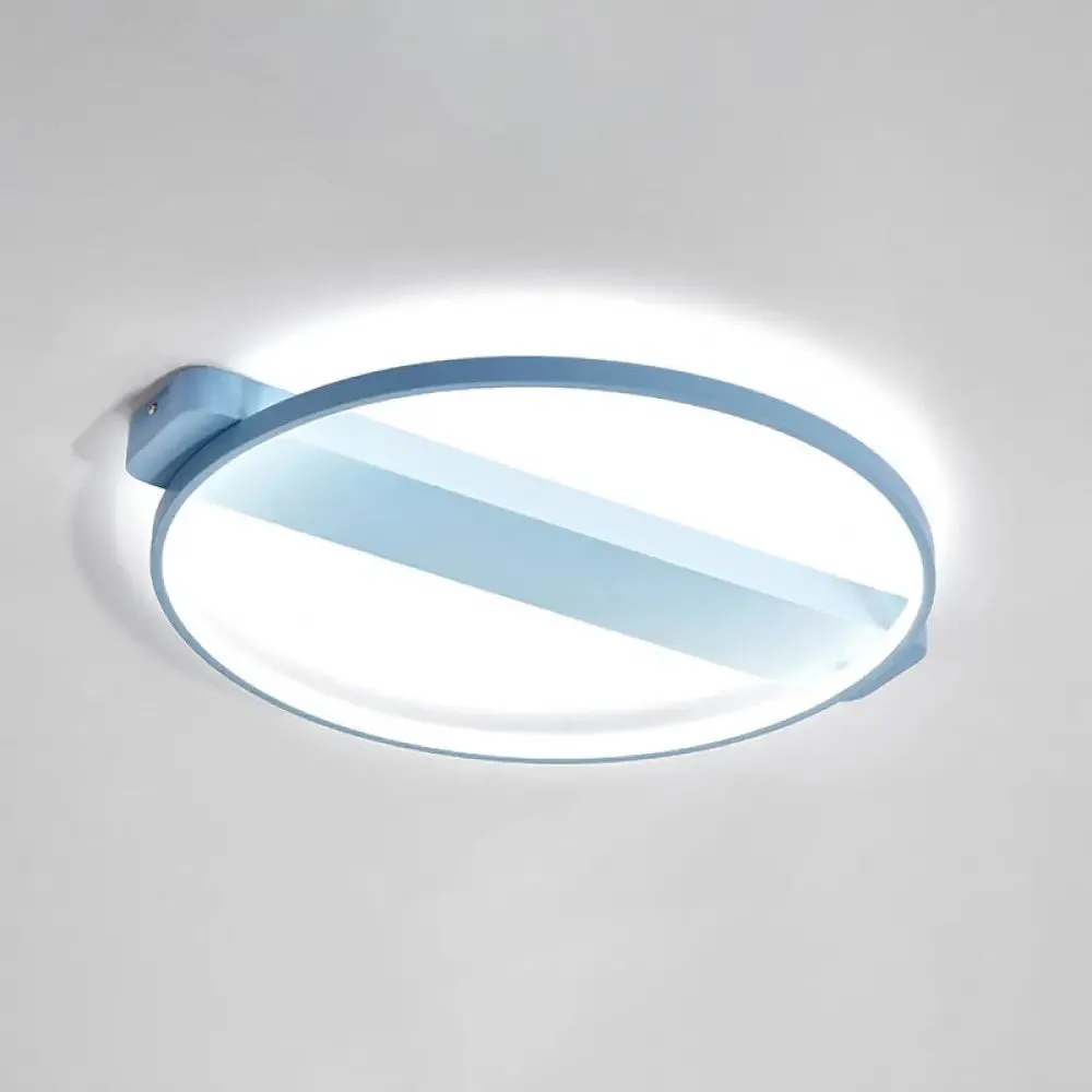 LED Bedroom Ceiling Light - Kid's Modern Semi Flush with Acrylic Ring