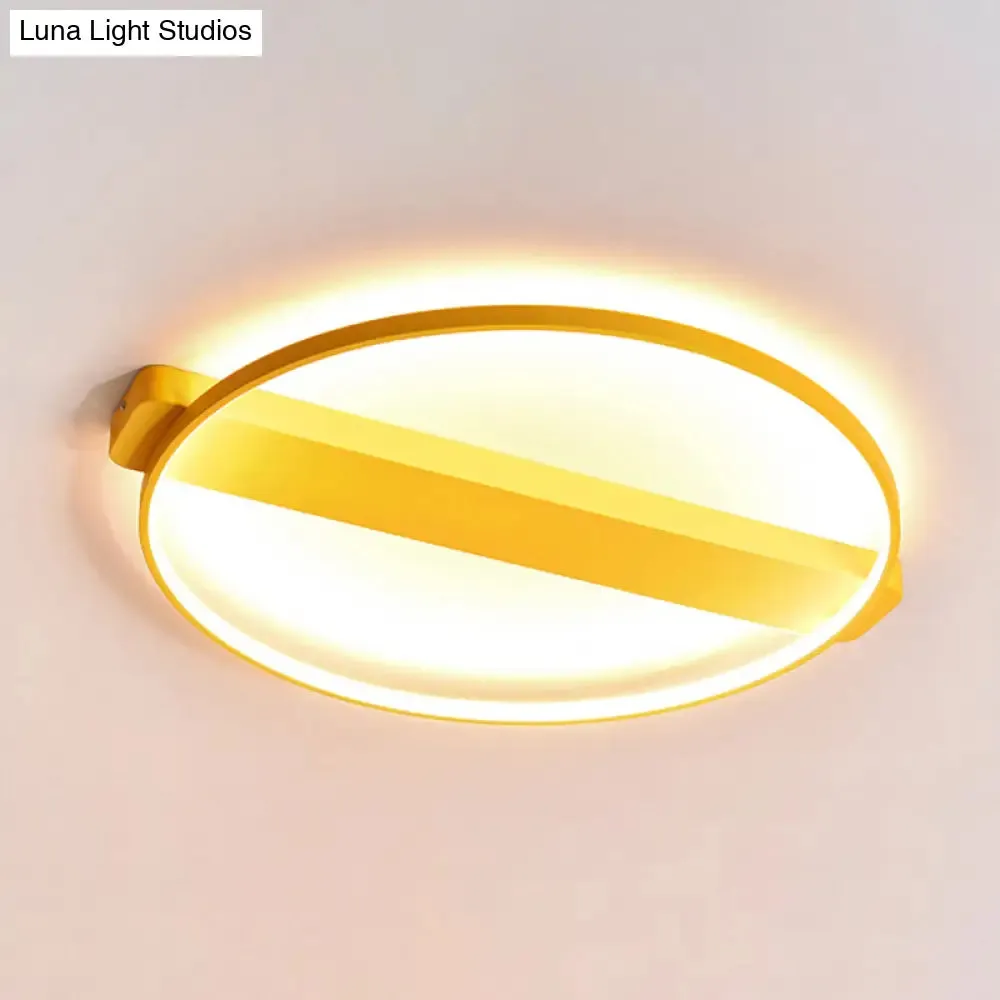 LED Bedroom Ceiling Light - Kid's Modern Semi Flush with Acrylic Ring