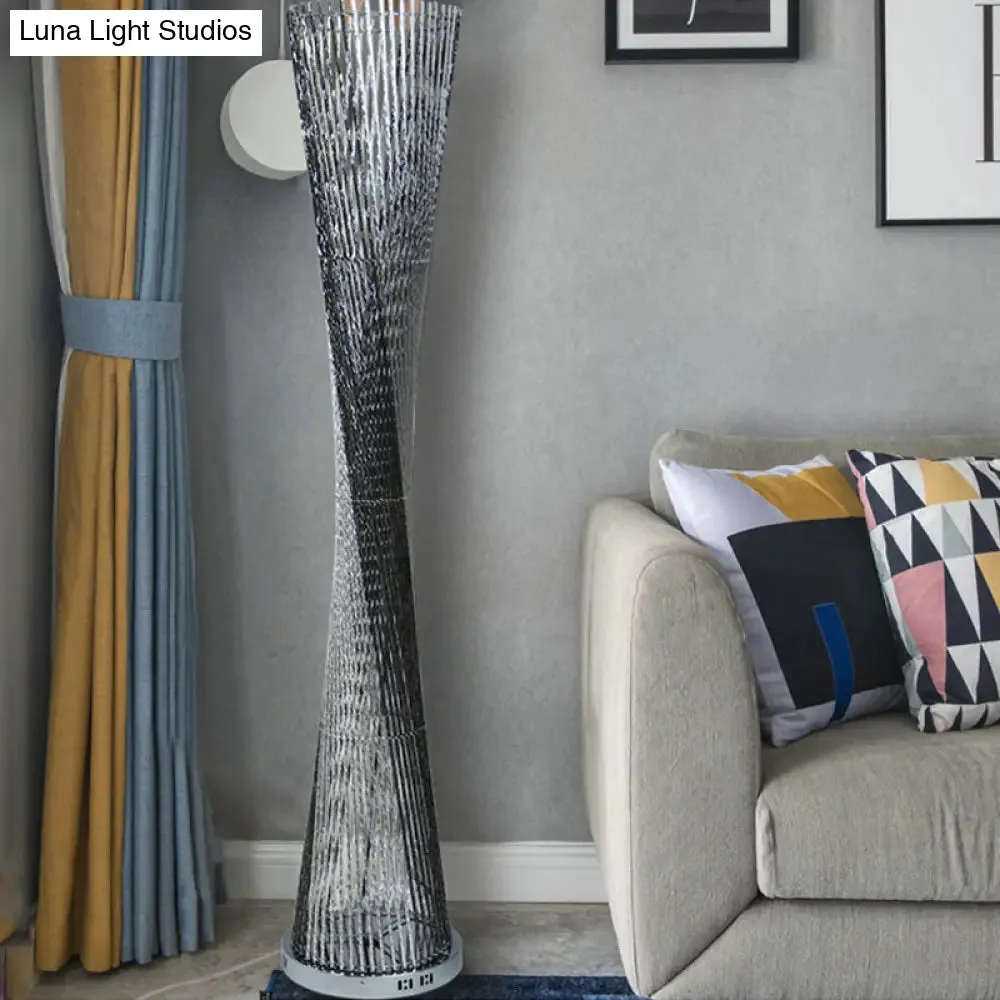 LED Floor Lamp - Modern Black-Silver Art Decor with Canton Tower Shape - Ideal Lighting for Drawing Room