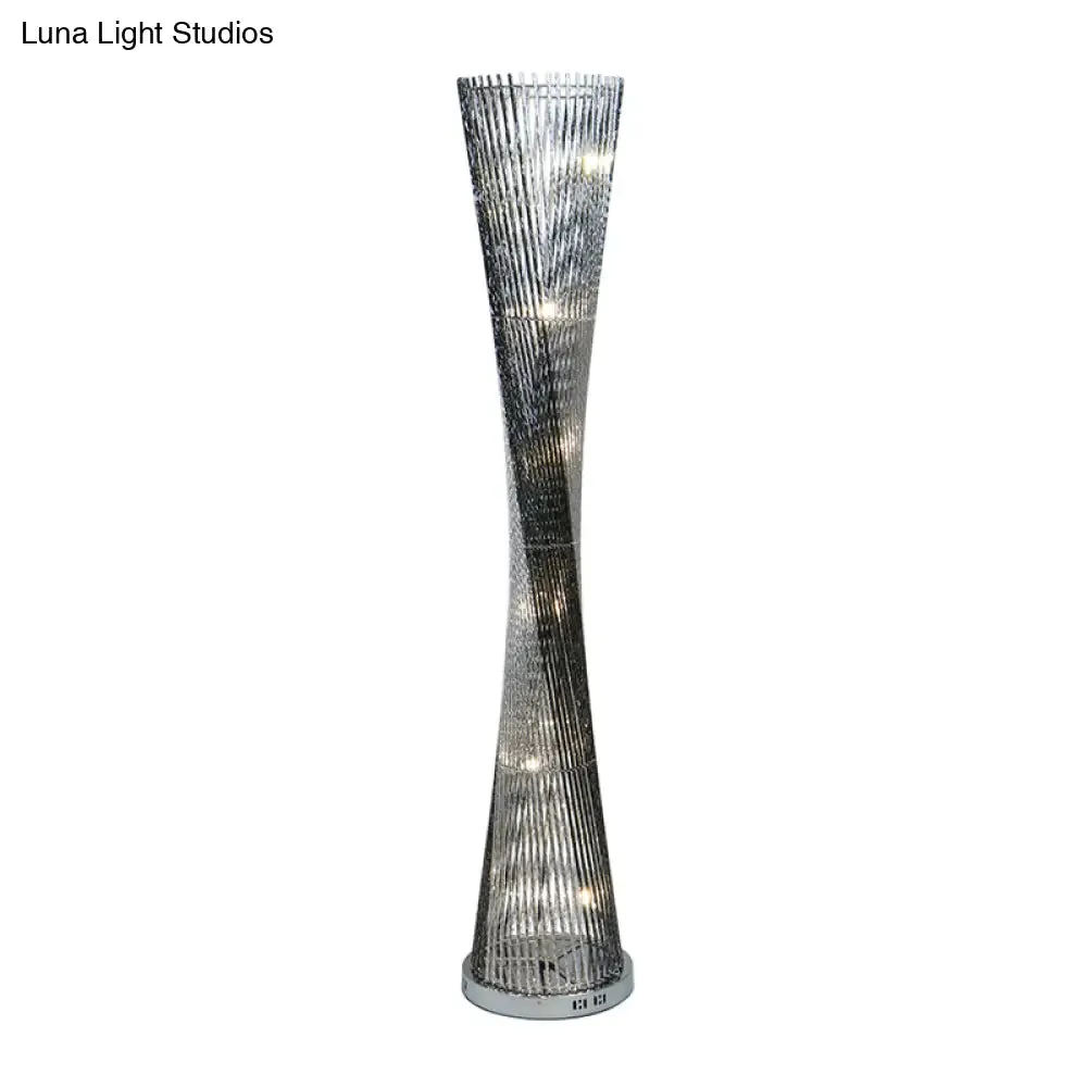 LED Floor Lamp - Modern Black-Silver Art Decor with Canton Tower Shape - Ideal Lighting for Drawing Room