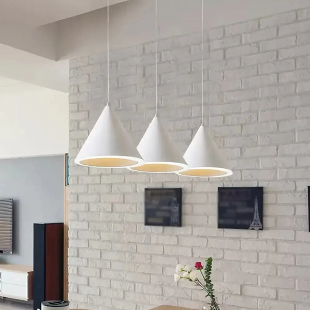 LED Macaron Cone Pendant Light for Dining Table or Ceiling in Grey/White/Pink