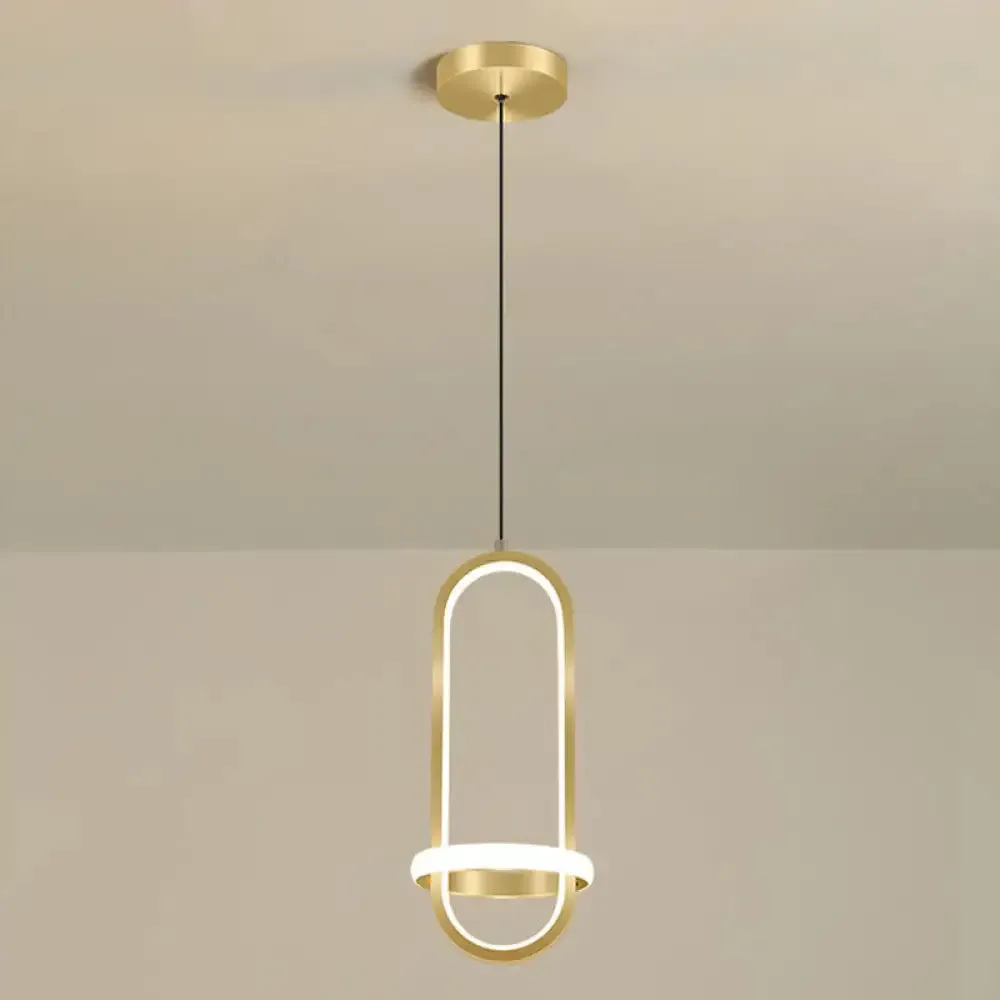 LED Metal Bedside Pendant Light with Halo Ring