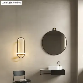 LED Metal Bedside Pendant Light with Halo Ring