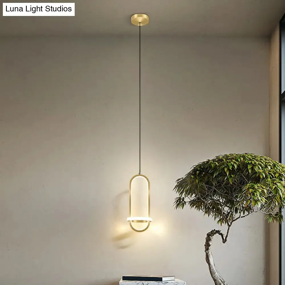 LED Metal Bedside Pendant Light with Halo Ring