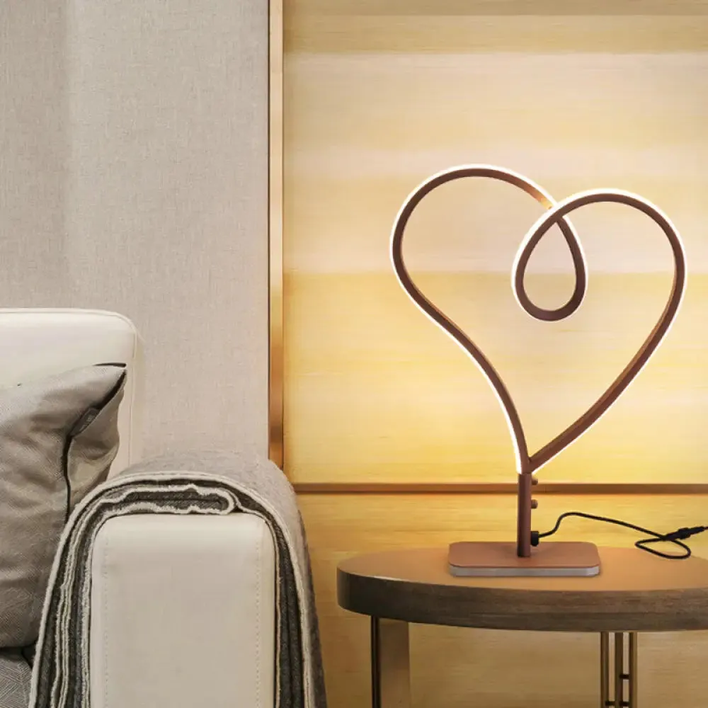 LED Nightlight Coffee Heart Reading Lamp with Metal Shade in Warm/White Light