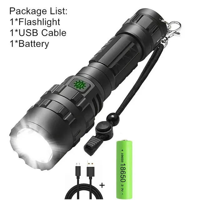 LED Tactical Hunting Flashlight USB Rechargeable Waterproof Torch Lamp Professional Shooting Night Scout Lights Set